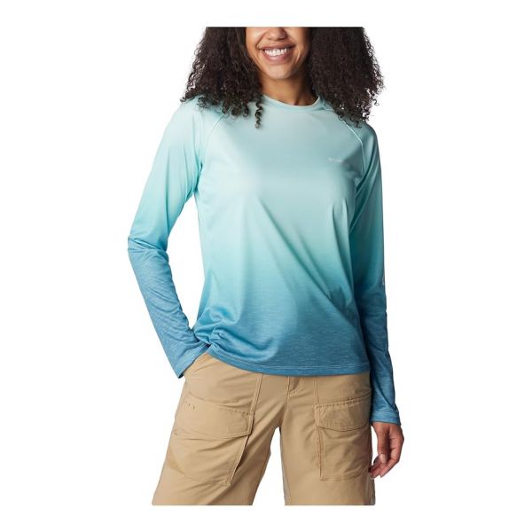 우먼 컬럼비아 Super Tidal 티셔츠 롱슬리브 긴팔 셔츠 - Canyon 블루 그래디언트 Scalefade 8670416
